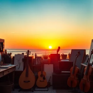 Serene studio space with creative tools and instruments.