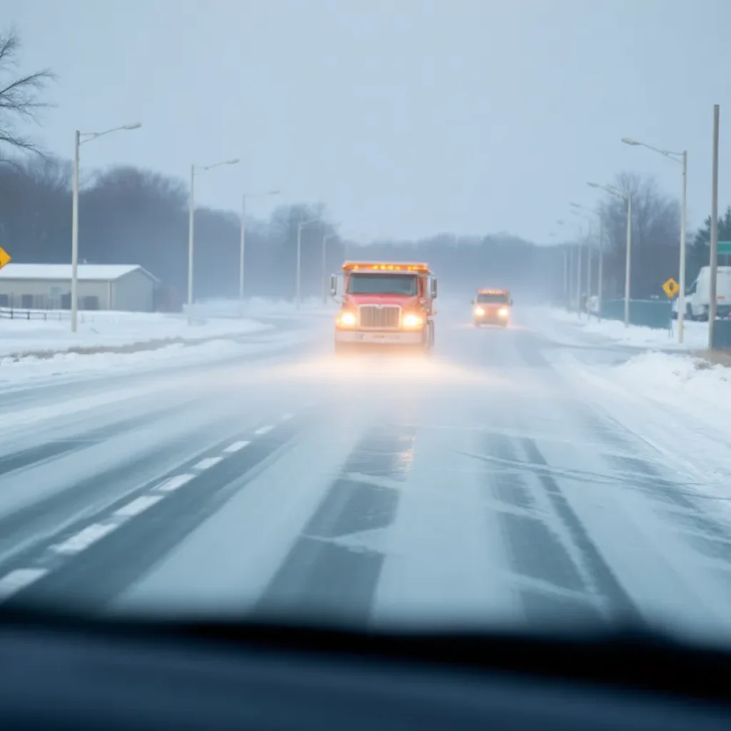 TxDOT crews applying brine treatment on icy roads