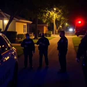 U.S. Marshals conducting a search operation at night