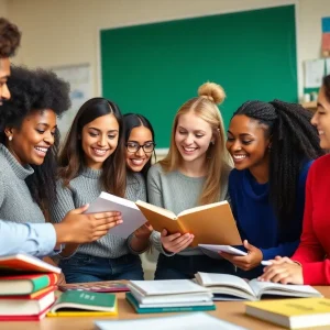 Future teachers collaborating in a university classroom