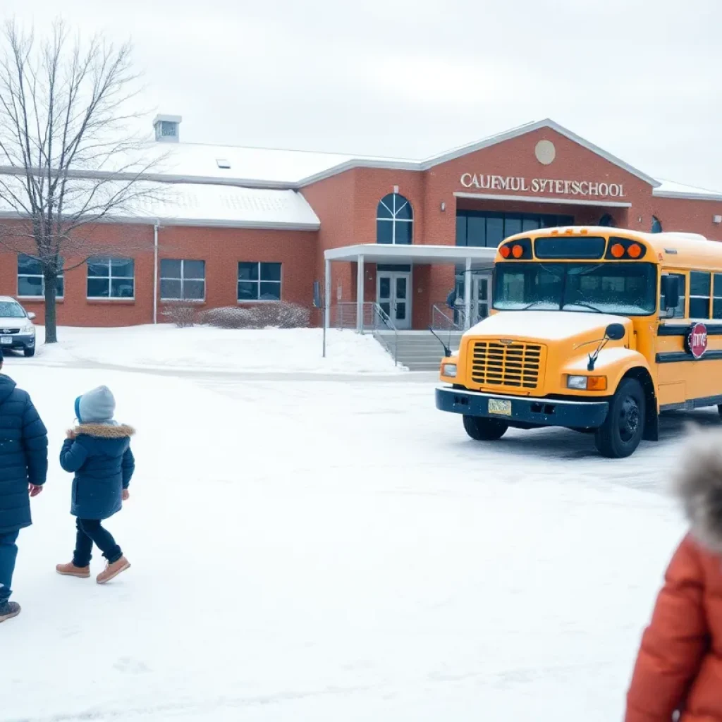 Winter weather impacting a school environment