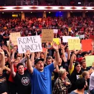 Crowd at WWE event in Frost Bank Center, San Antonio