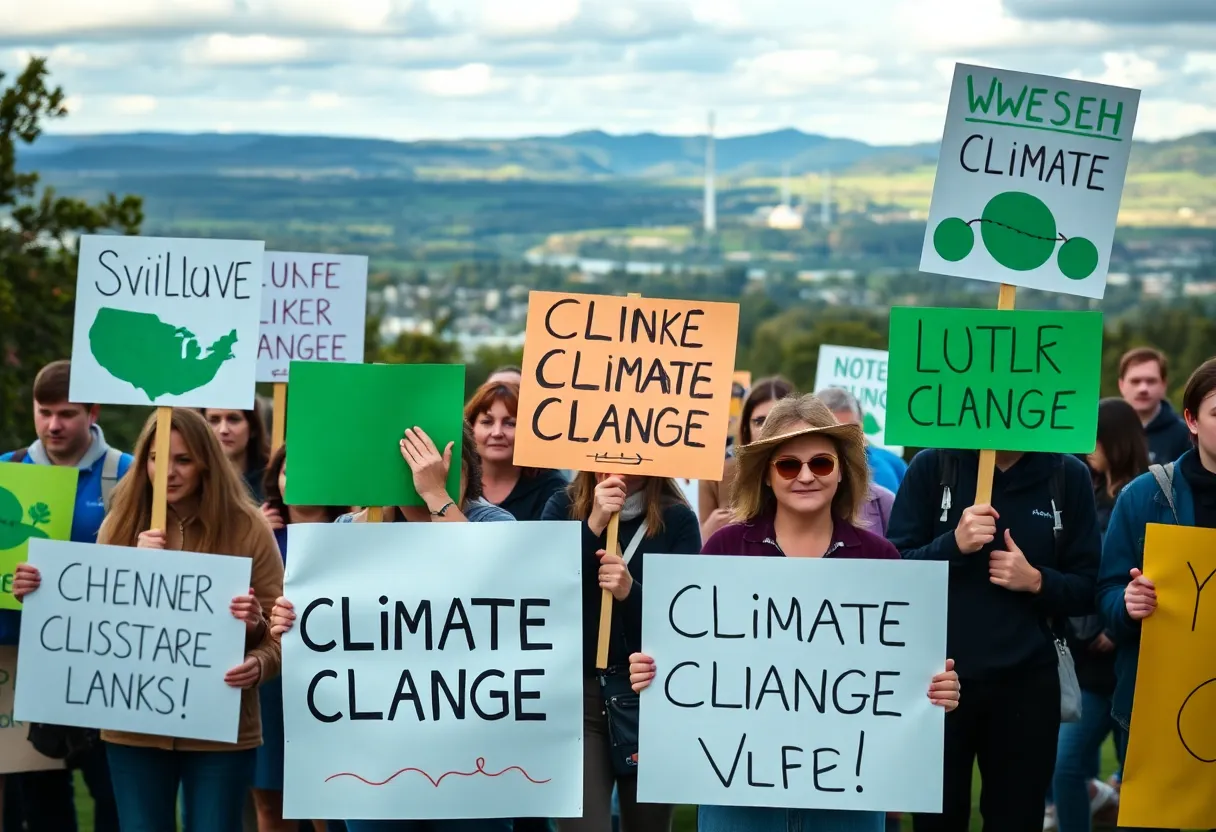 Activists holding climate change signs in Sweden