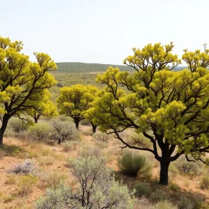 Landscape of Ashe juniper trees in the Texas Hill Country