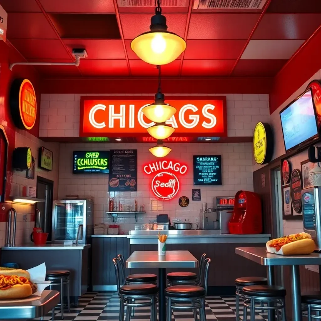 Interior of Chicago Hot Dogs eatery in San Antonio