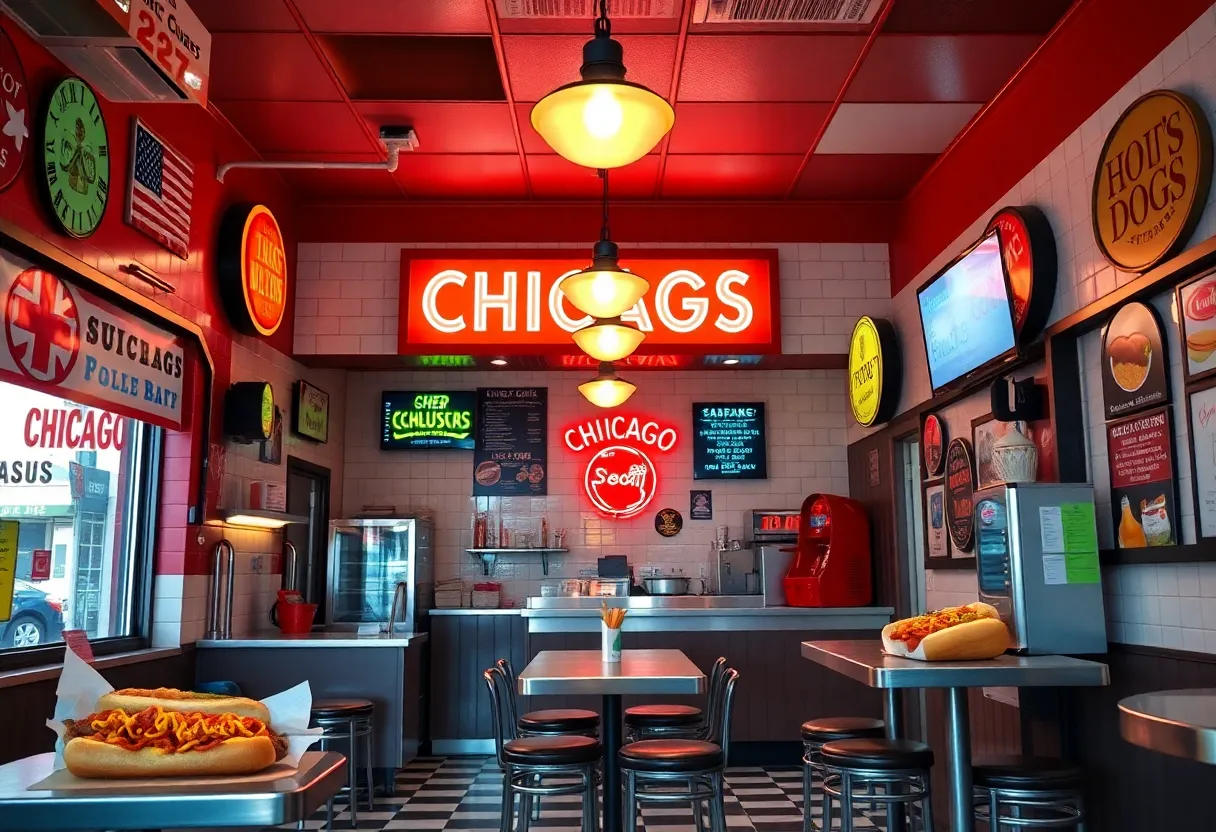 Interior of Chicago Hot Dogs eatery in San Antonio