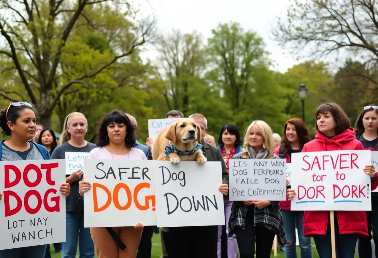 Community members advocating for dog attack reforms in San Antonio.