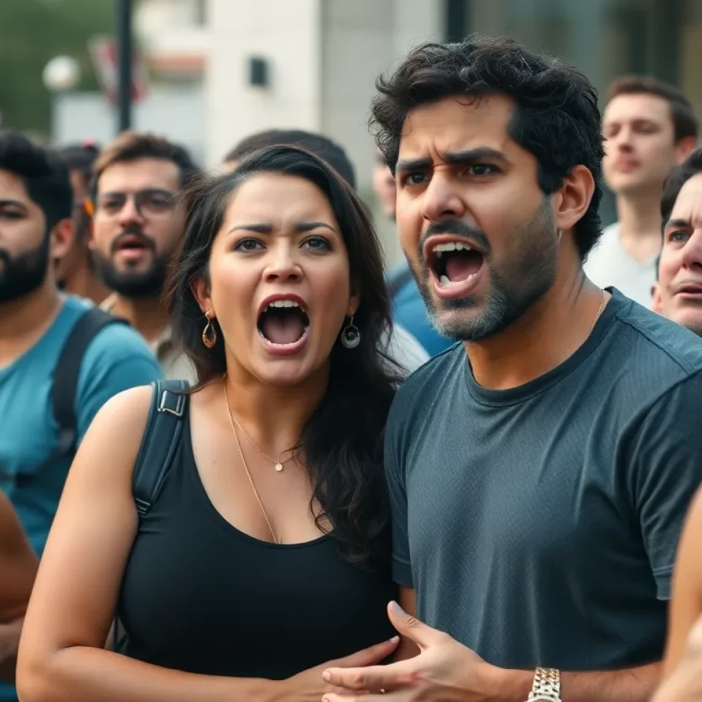 Residents of San Antonio expressing their feelings in a public discussion.