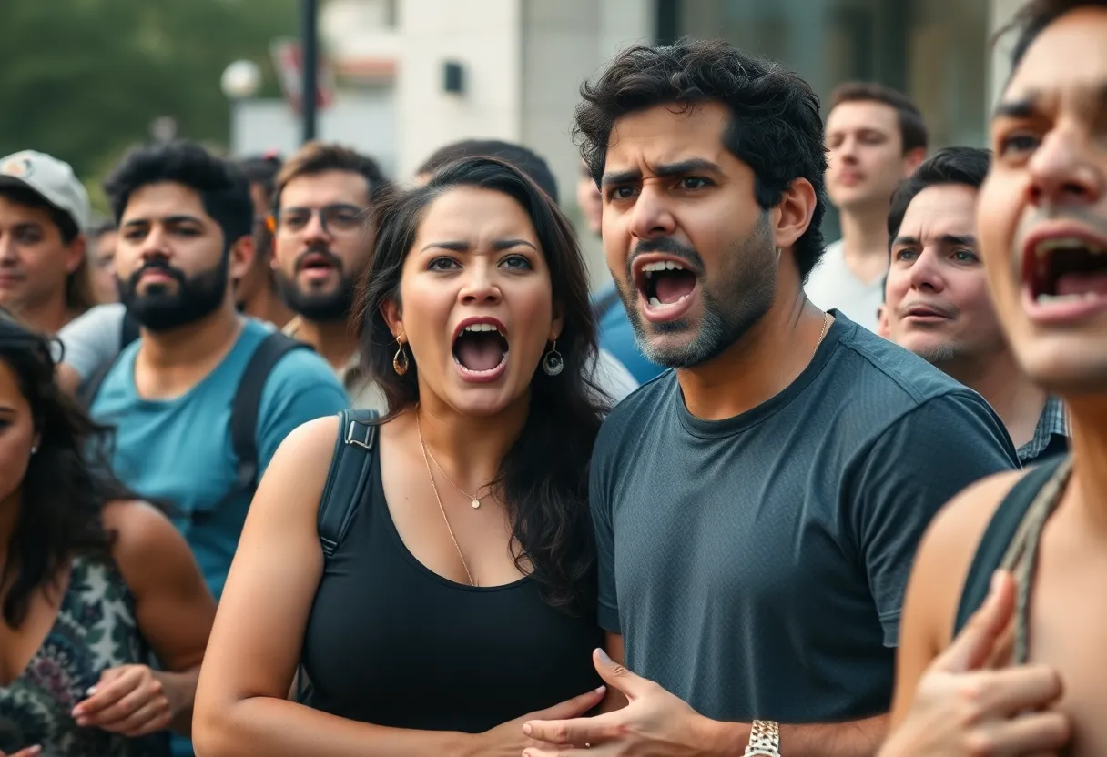 Residents of San Antonio expressing their feelings in a public discussion.