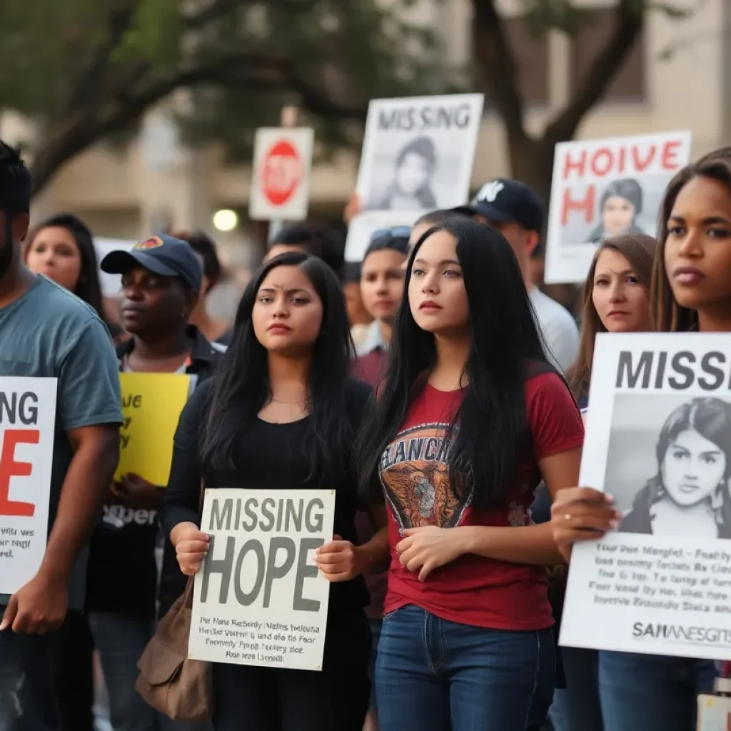 People in San Antonio showing support for a missing teenager