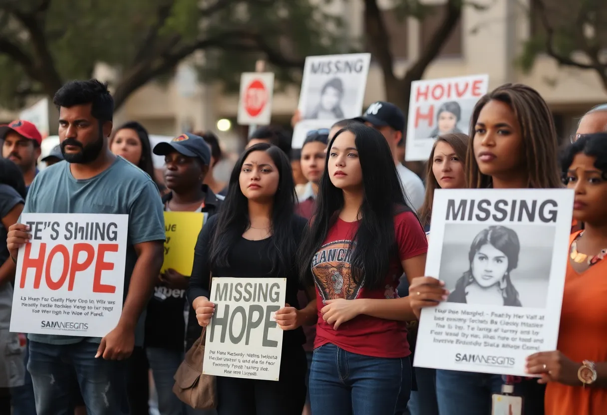 People in San Antonio showing support for a missing teenager