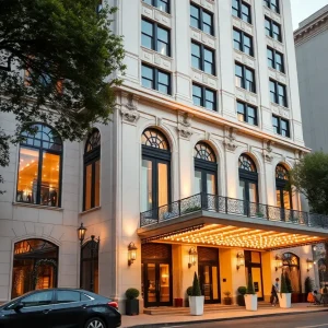 Exterior view of the Continental Building transformed into a luxury hotel in San Antonio