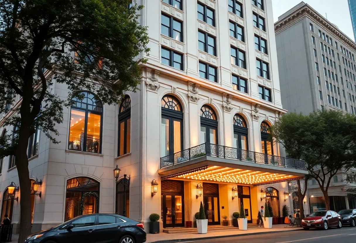 Exterior view of the Continental Building transformed into a luxury hotel in San Antonio