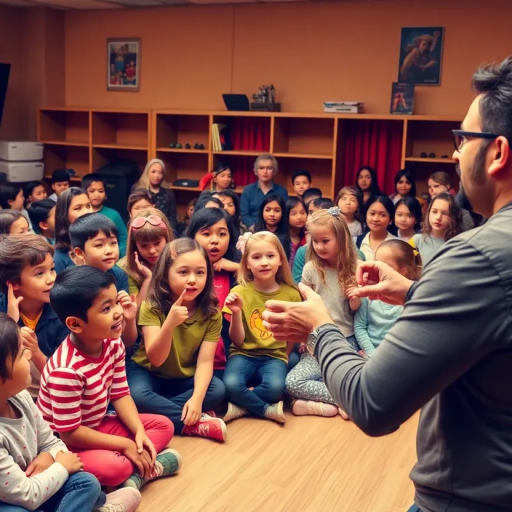 Theater students engaged in a puppetry workshop