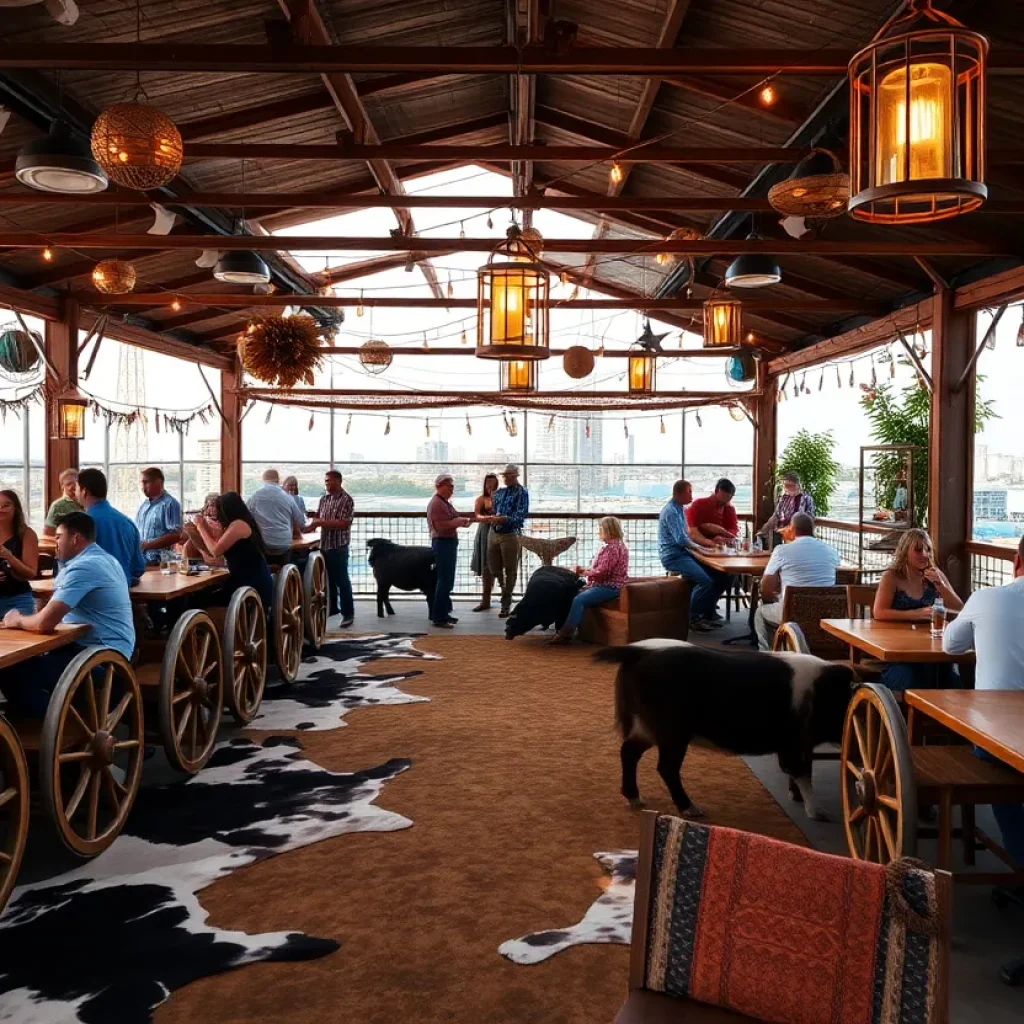 Guests enjoying the rodeo-themed Dusty Diamond bar in San Antonio