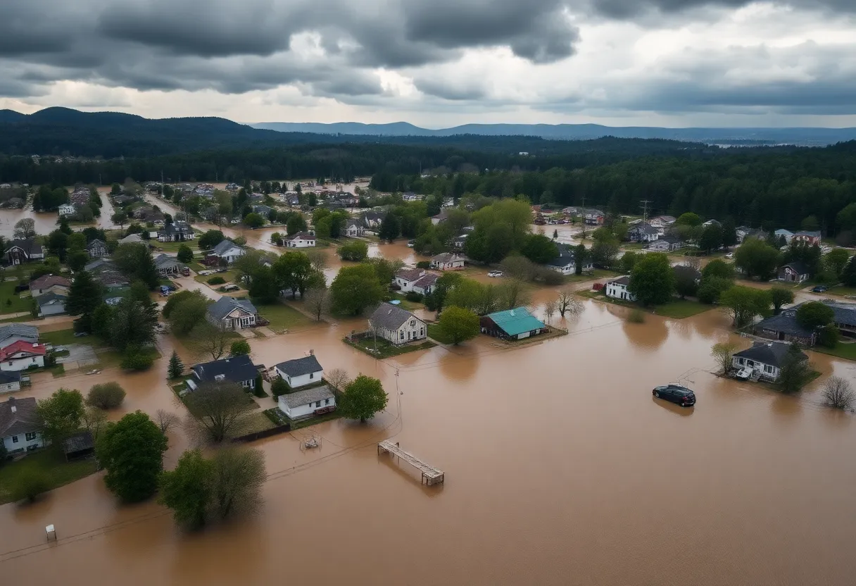 Flooded areas in Kentucky and West Virginia after severe storms