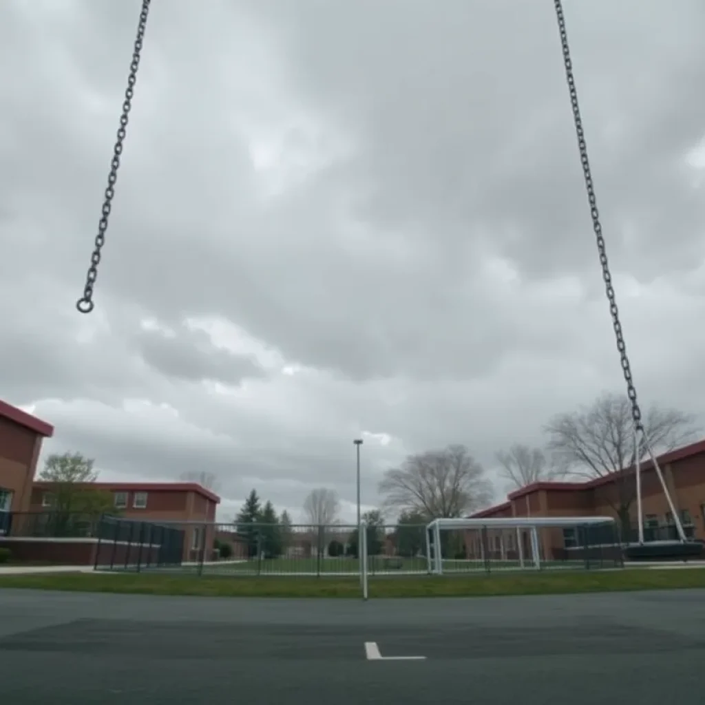 Empty school playground symbolizing closure