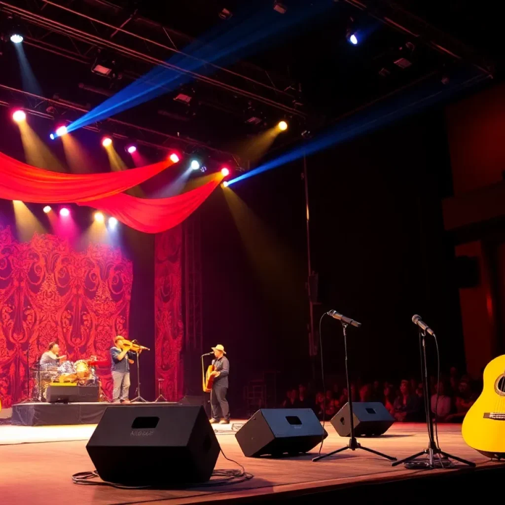 Concert stage setup for Gipsy Kings performance