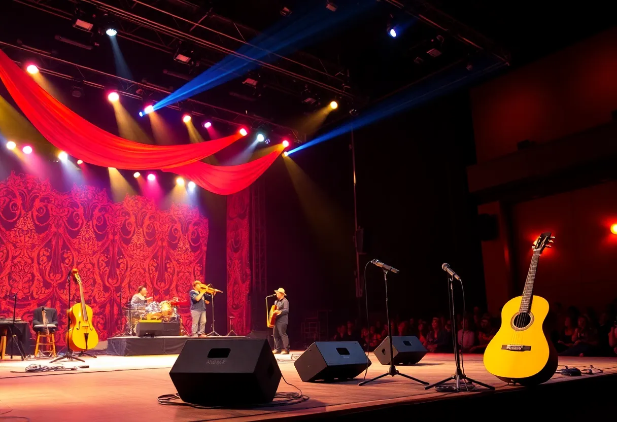 Concert stage setup for Gipsy Kings performance