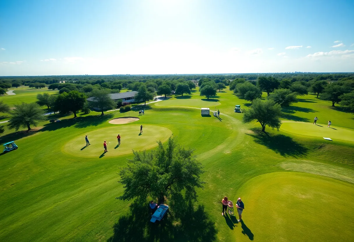 Golfers on a course enjoying alcoholic beverages in San Antonio