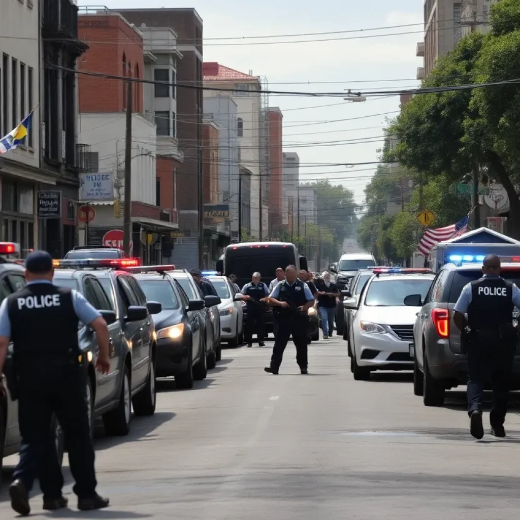 Police response scene in San Antonio following a spike in gun violence