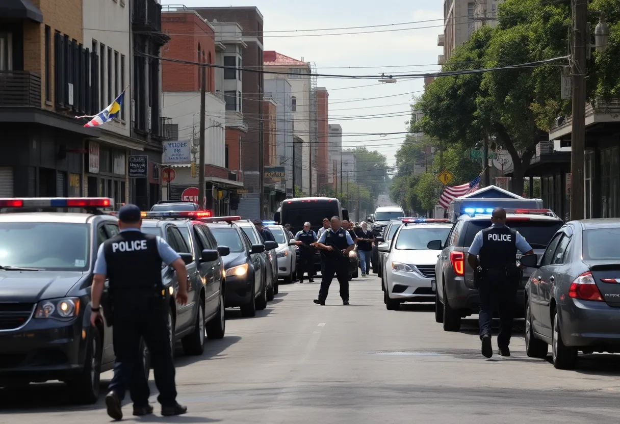 Police response scene in San Antonio following a spike in gun violence