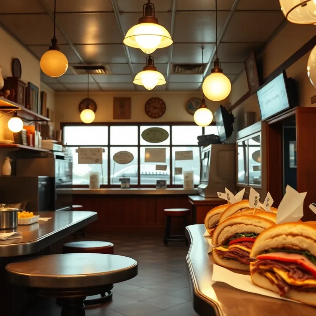 Interior of Hayden Deli showcasing warm decor and delicious food