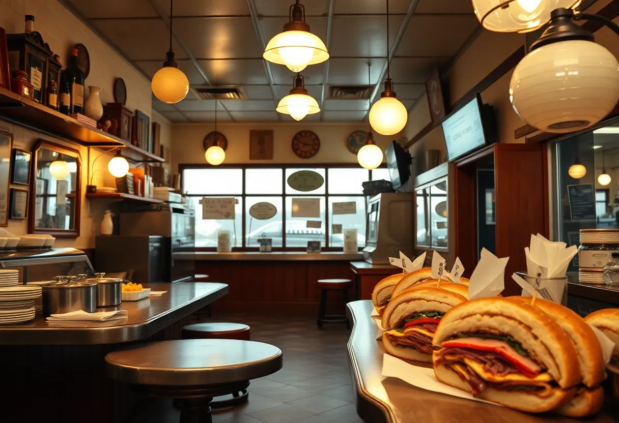 Interior of Hayden Deli showcasing warm decor and delicious food