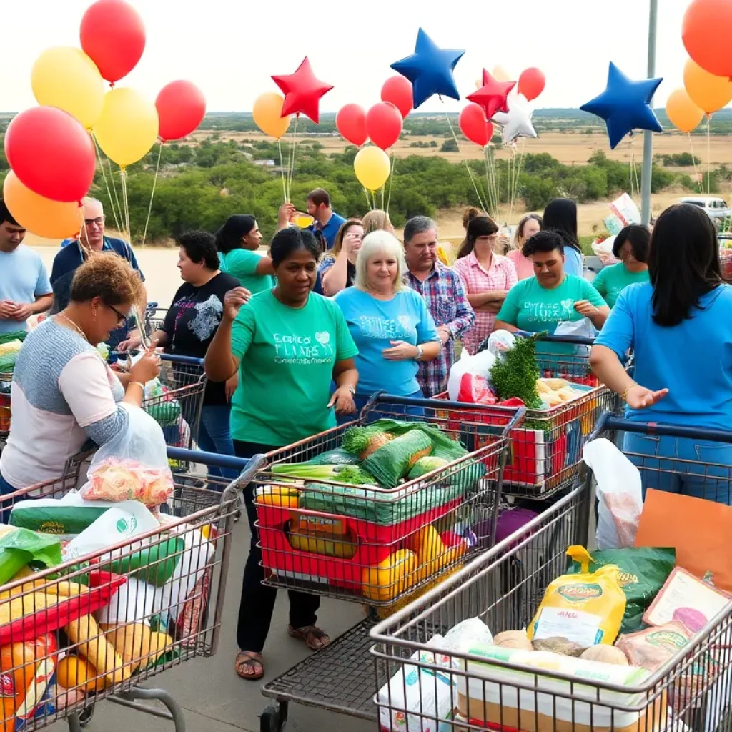 Colorful scene of H-E-B's anniversary celebration in San Antonio