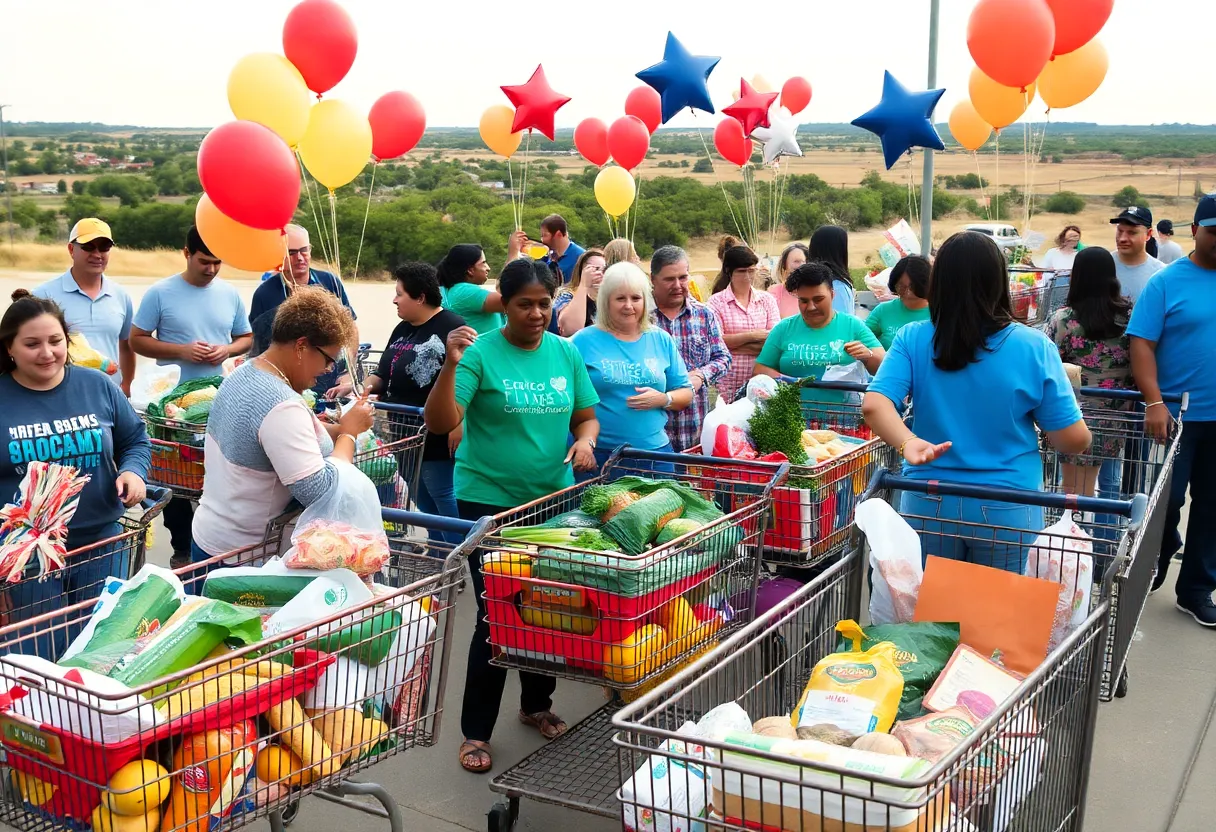 Colorful scene of H-E-B's anniversary celebration in San Antonio