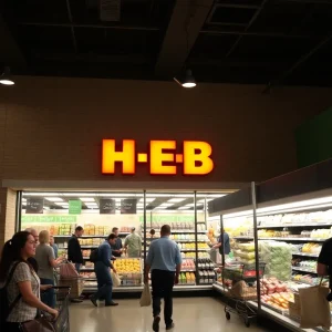 H-E-B grocery store in San Antonio bustling with customers