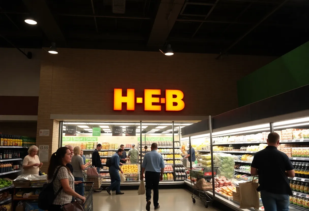 H-E-B grocery store in San Antonio bustling with customers