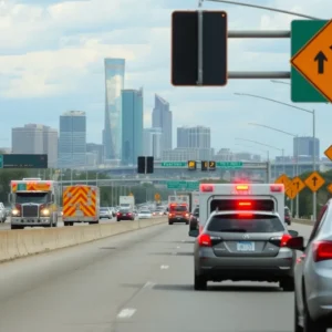 Scene of hit-and-run incident on a highway in San Antonio