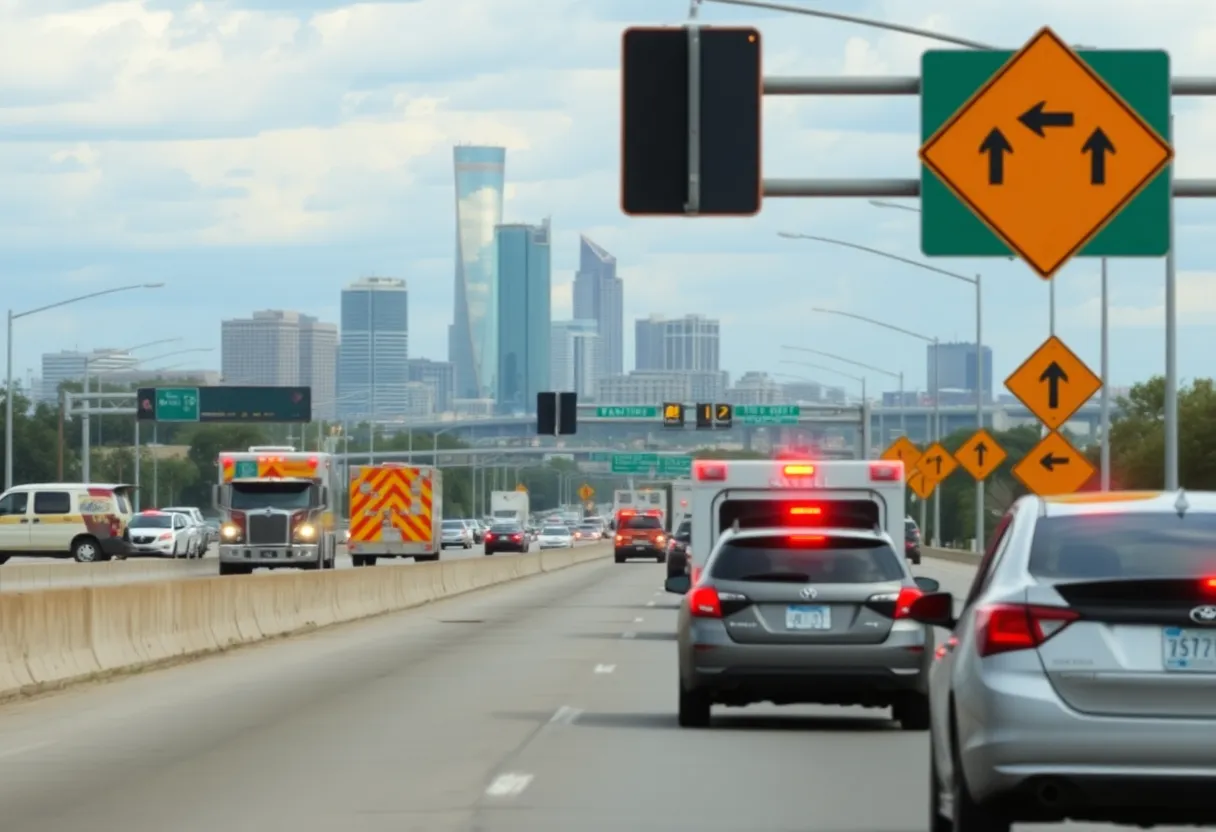 Scene of hit-and-run incident on a highway in San Antonio