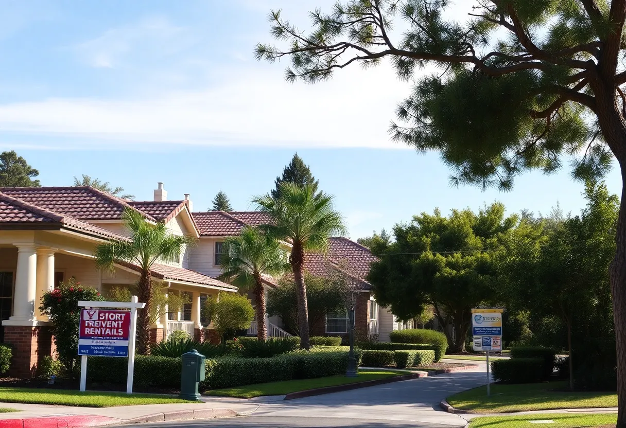 Suburban homes in Hollywood Park with rental signs