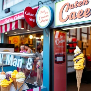 New ice cream shops in San Antonio with colorful displays of ice cream and gelato