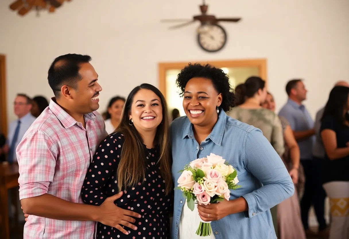 Family celebration of baby news in San Antonio