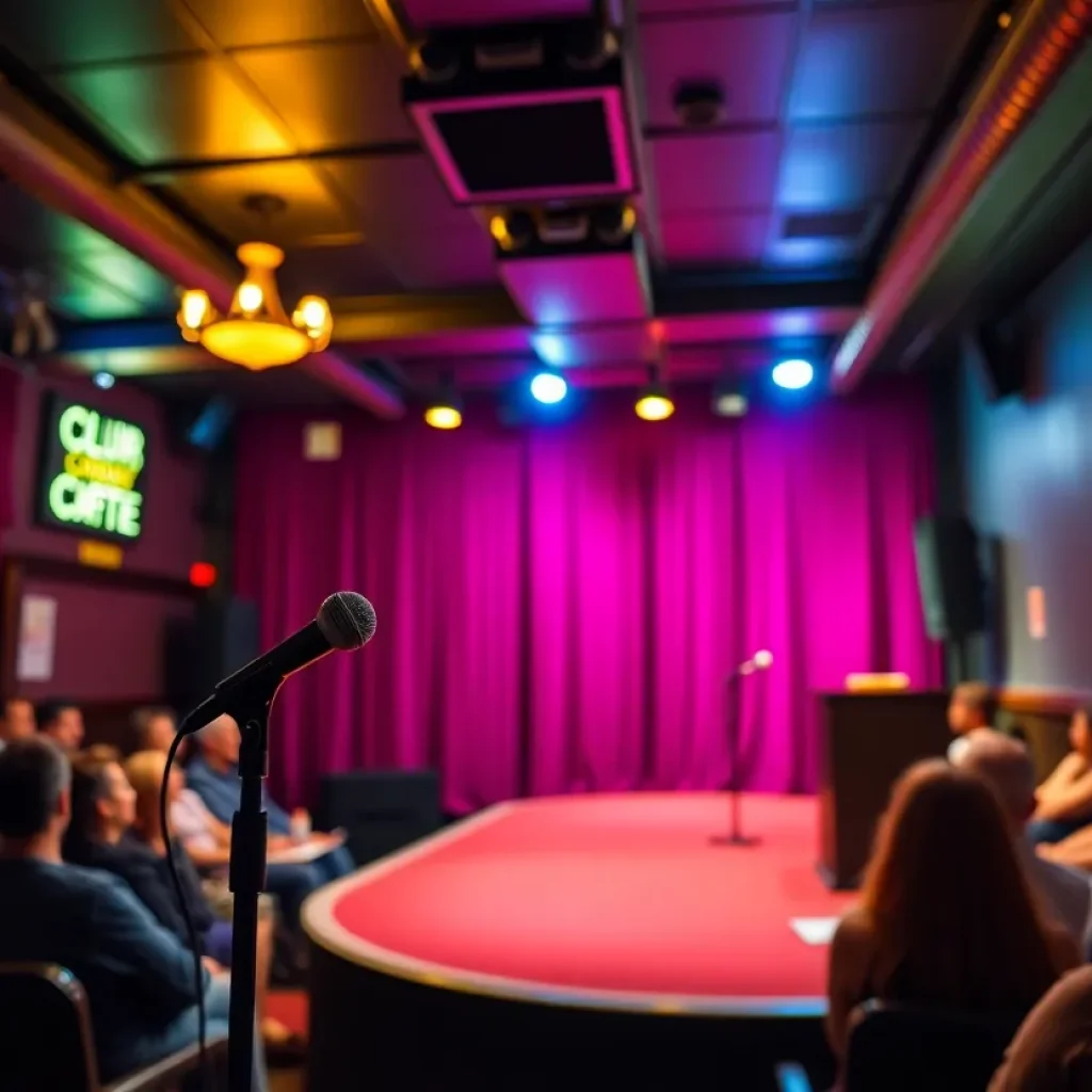 Audience at a comedy club anticipating a performance