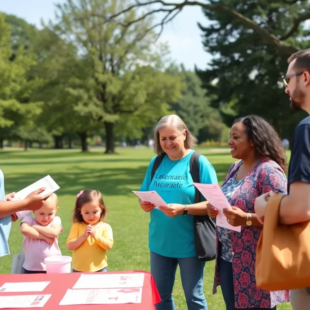 Community event promoting kidney disease awareness with families participating.