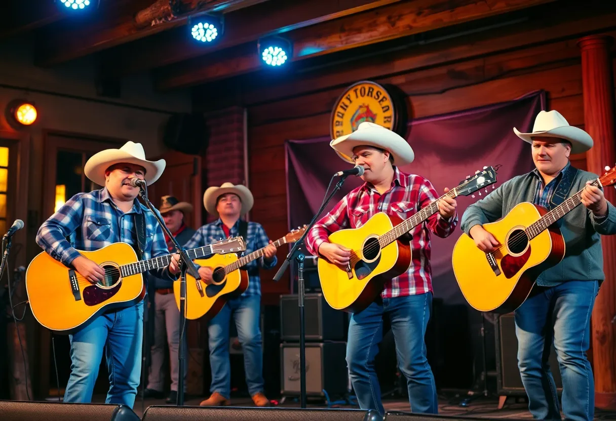 Musicians performing at a country music venue