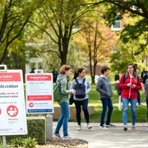 UTSA students engaging in outdoor activities with health awareness signs