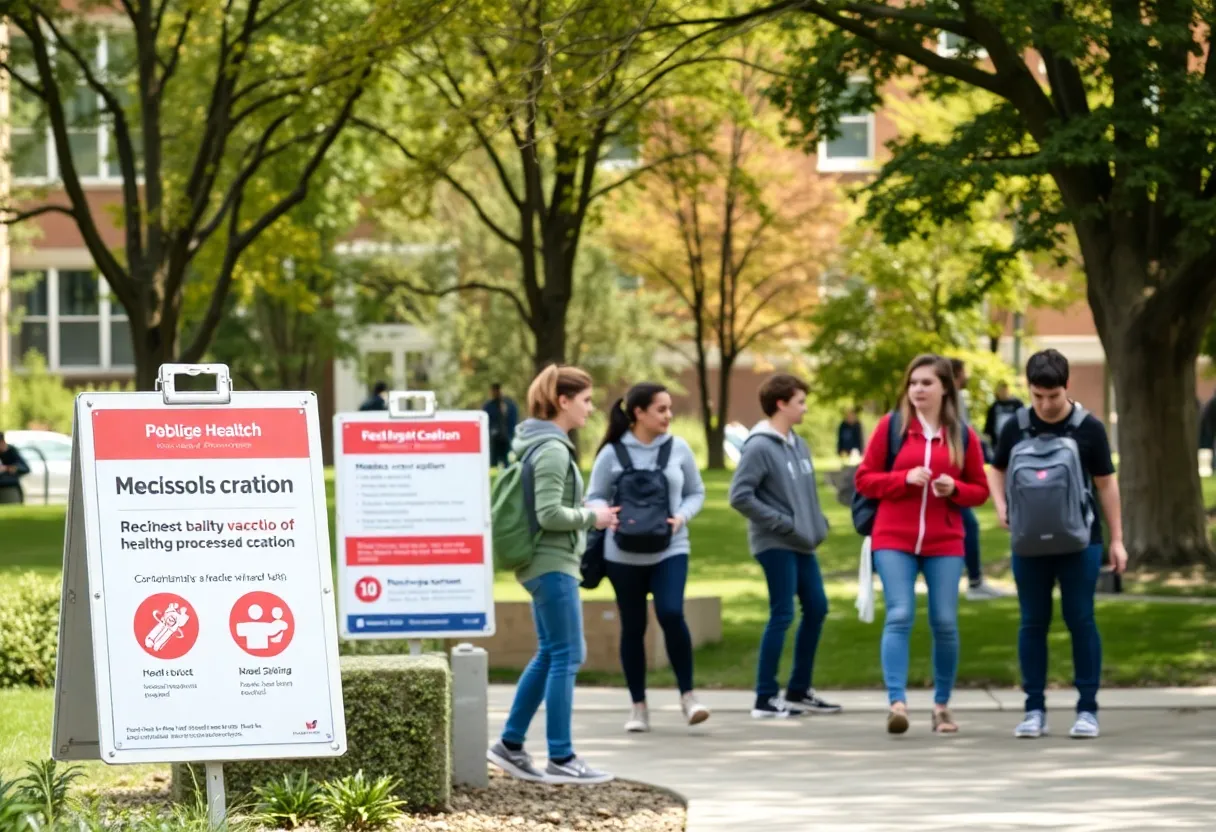 UTSA students engaging in outdoor activities with health awareness signs