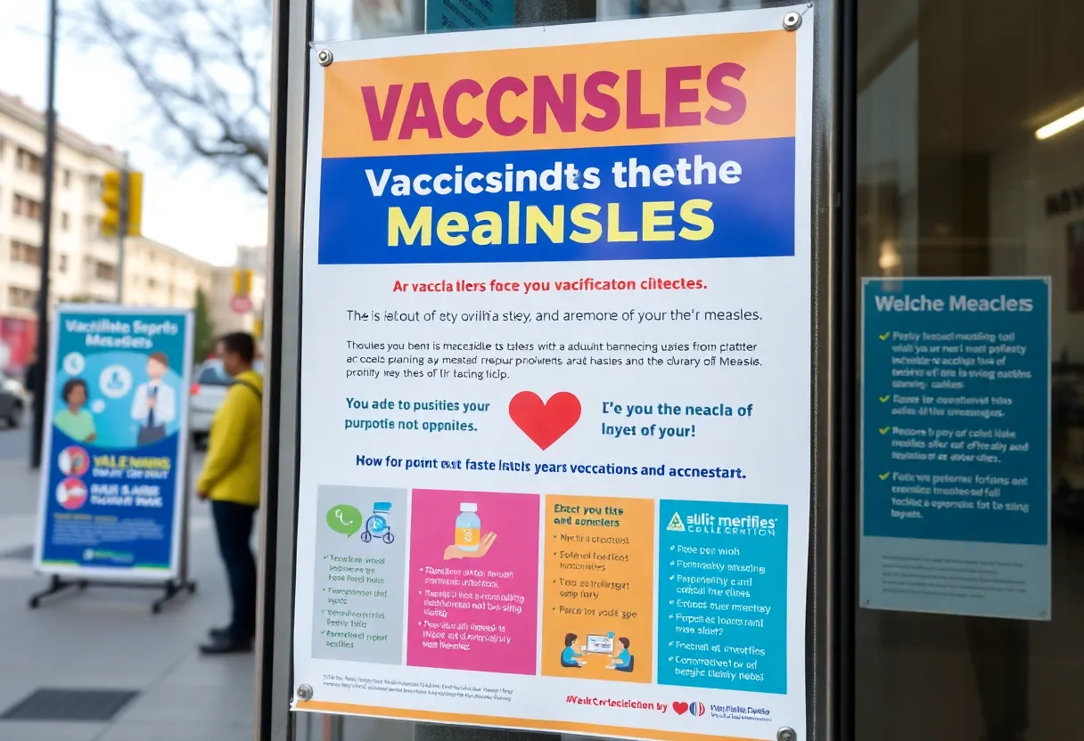 Public health poster on measles vaccination awareness