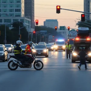 Emergency responders at a motorcycle accident scene in San Antonio