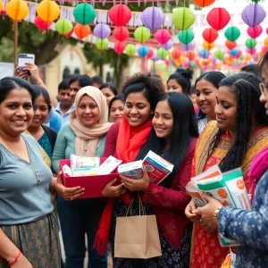 Community members donating menstrual supplies at Periodpalooza