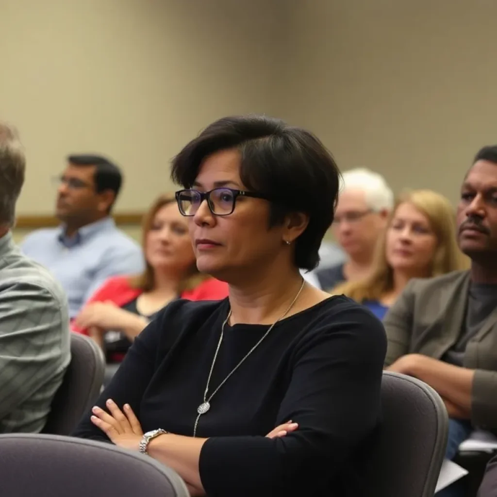 Community members discussing RAICES layoffs in San Antonio