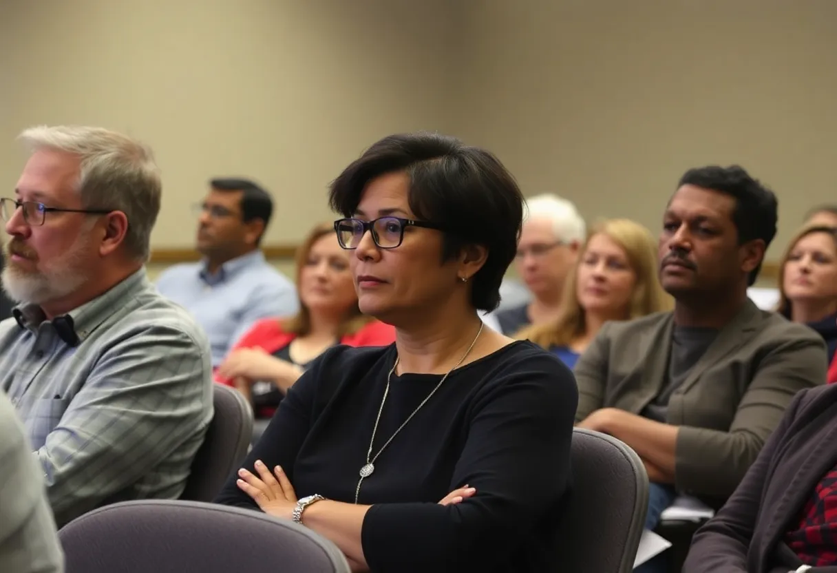 Community members discussing RAICES layoffs in San Antonio