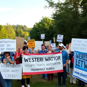 Community members rallying against a proposed wastewater treatment plant in Bexar County