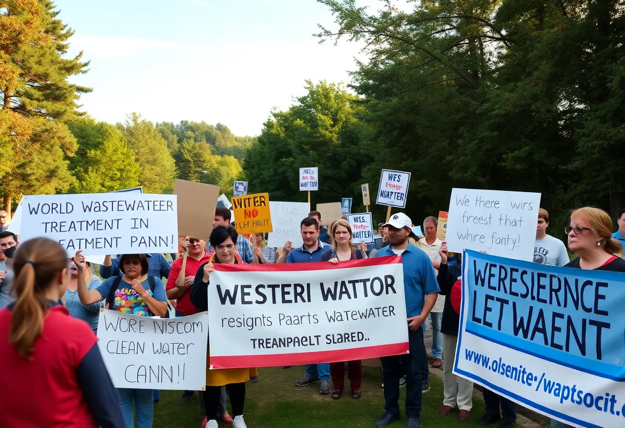 Community members rallying against a proposed wastewater treatment plant in Bexar County