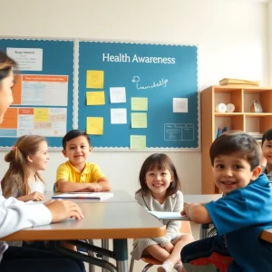 Rubella awareness information displayed in a school environment